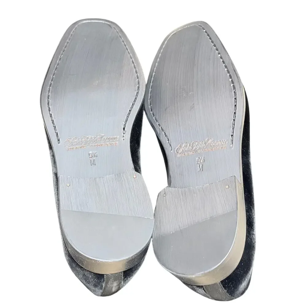 Saks Fifth Avenue COLLECTION Men's Size 9.5 Black Velvet Loafers Almond Toe NEW